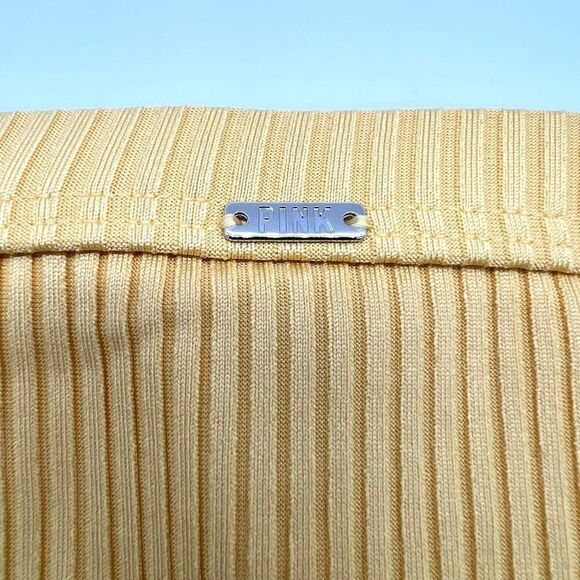 PINK Victoria’s Secret Bikini Bottom Yellow Ribbed Texture Size Medium NWT - Picture 6 of 13